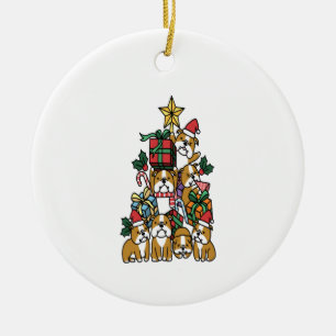 julgran English Bulldog Hund Långärmad Julgransprydnad Keramik