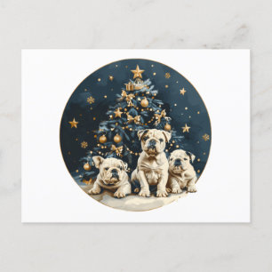 Julgran English Bulldog Puppies Helg Vykort