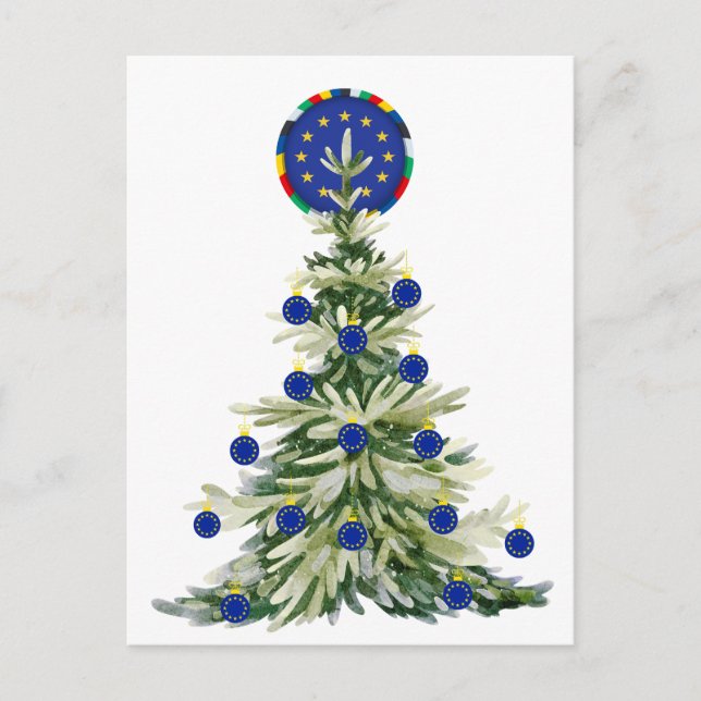 Julgran - Europeiska unionens Flagga | EU-euro - b Helg Vykort (Framsida)