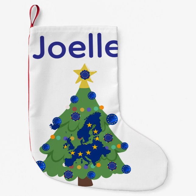 Julgran - Europeiska unionens Flagga | EU-euro - b Liten Julstrumpa (Framsidan)