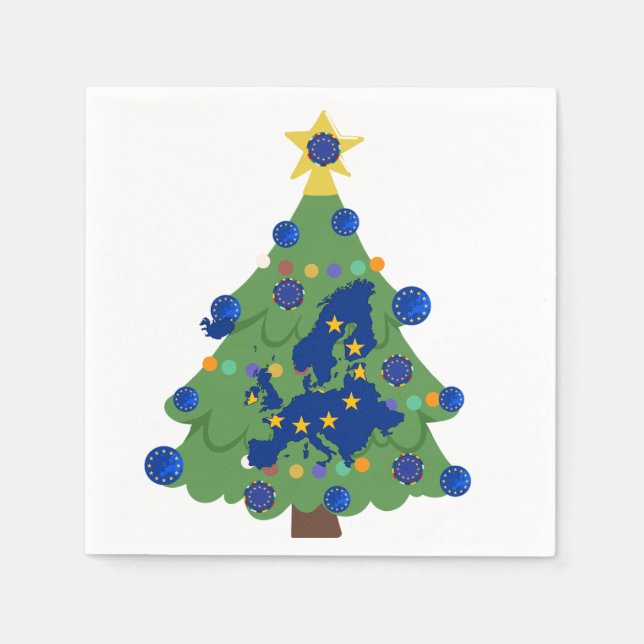 Julgran - Europeiska unionens Flagga | EU-euro - b Pappersservett (Framsidan)