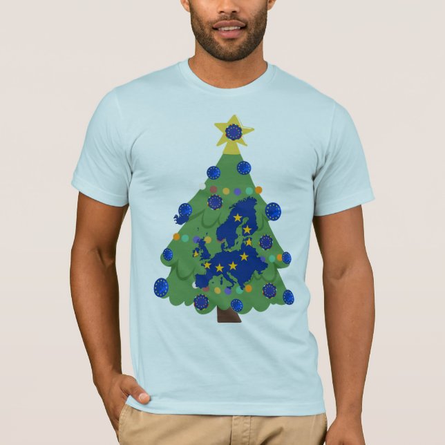 Julgran - Europeiska unionens Flagga | EU-euro T Shirt (Framsida)