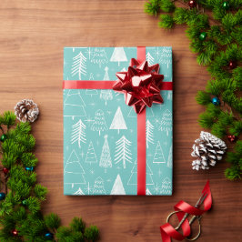 Julgran-Evergreen-ljusblå Träd-Gräs-Träd-ljusblå Presentpapper