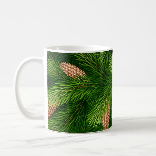 Julgran Evergreen med Gräs Cones Kaffemugg (Vänster)