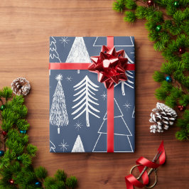 Julgran - Evergreen Träd - Gräs Träd Blue Presentpapper