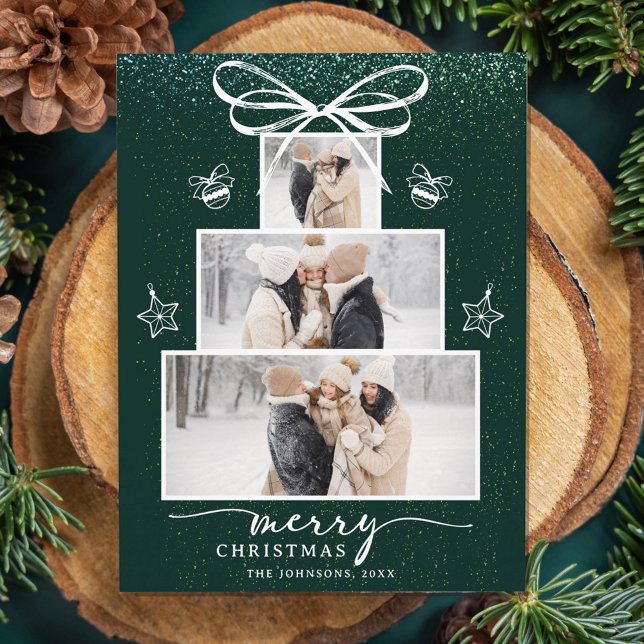 Julgran Familj 3 Foto Collage Högtid Helg Vykort (Skapare uppladdad)