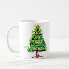 Julgran Färgrik Illustration Kaffemugg