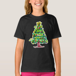 Julgran Färgrik Illustration T Shirt