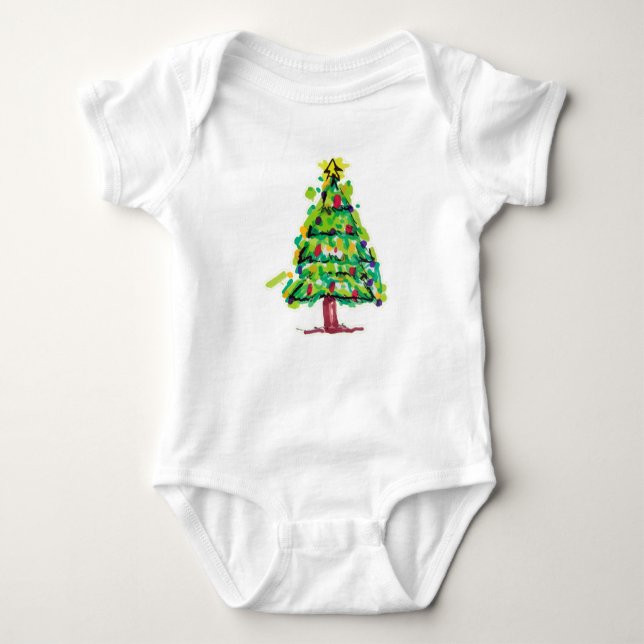 Julgran Färgrik Illustration T Shirt (Framsida)