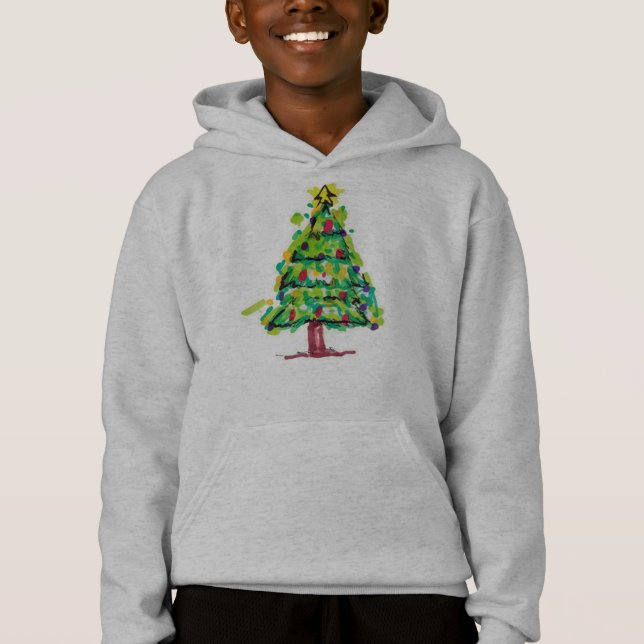 Julgran Färgrik Illustration T Shirt (Framsida)