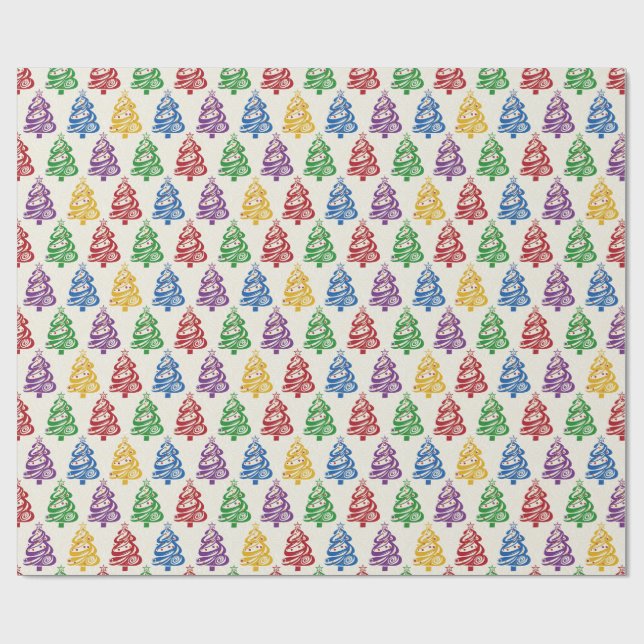 Julgran Färgrik Xmas Presentpapper (Platt)