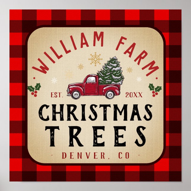 Julgran Farm Gräs Träd stil Poster (Framsidan)