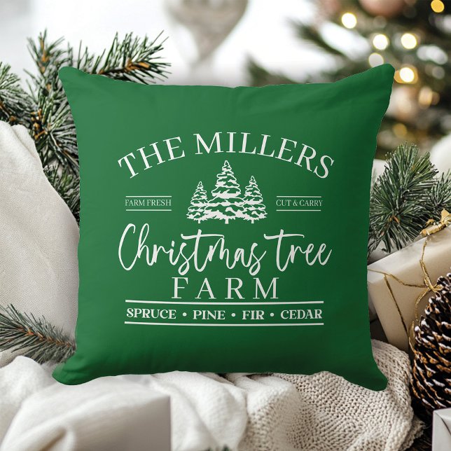 Julgran Farm Kudde (Custom Family Name Christmas Tree Farm Throw Pillow)