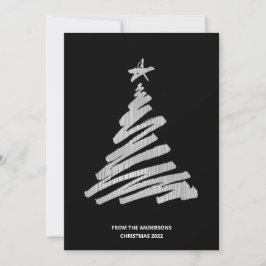 Julgran Faux Silver Foil och Black Julkort