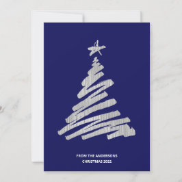 Julgran Faux Silver Foil och Blue Julkort