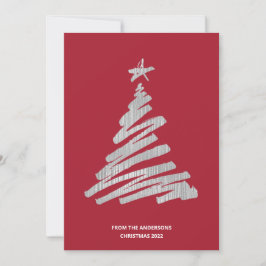 Julgran Faux Silver Foil och Red Julkort