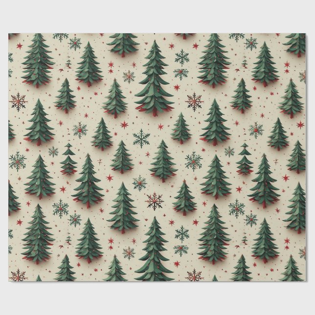 🎄 Julgran Festivt Mönster Omslag För Högtid Presentpapper (Platt)
