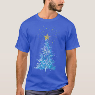 Julgran Fir Träd Poinsettia Stars T Shirt