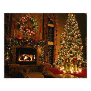 Julgran fireplace fototryck