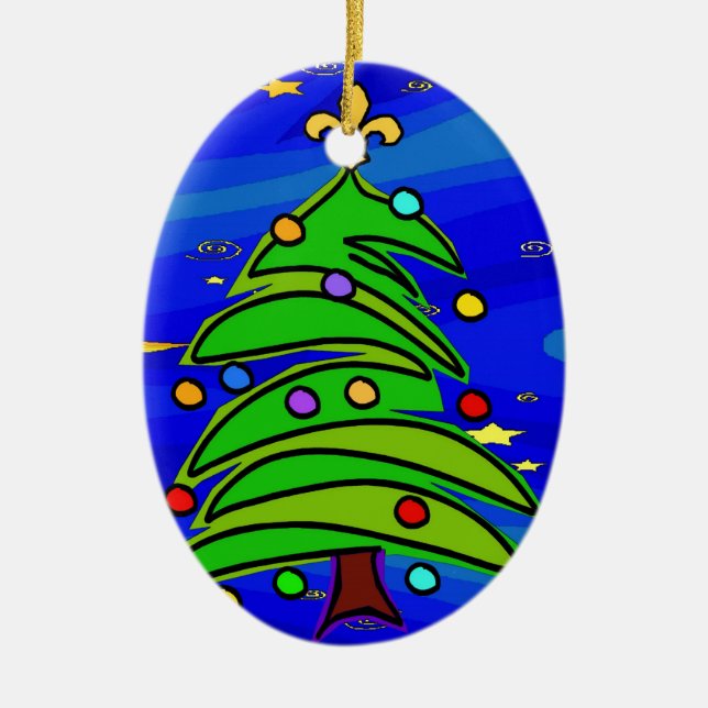 Julgran Fleur De Lis Julgransprydnad Keramik (Framsidan)
