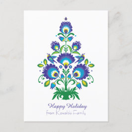 🎄 Julgran - folklore [blå och grönt] Helg Vykort