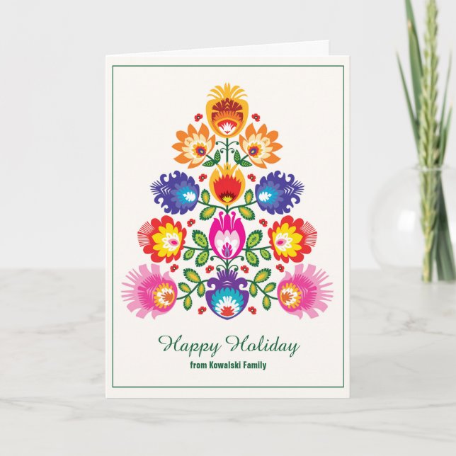 🎄Julgran - folklore-stil Kort (Framsida)