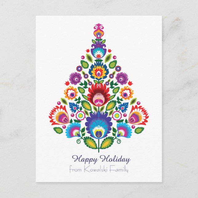 🎄 Julgran - folklore [vit] Helgdag Helg Vykort (Framsida)