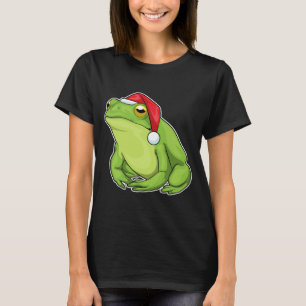 Julgran för groda med tomteluva t shirt