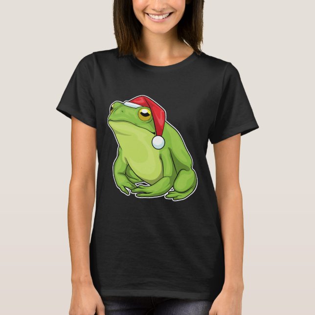 Julgran för groda med tomteluva t shirt (Framsida)