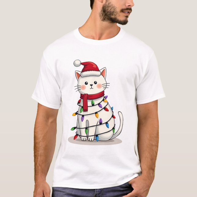 Julgran för katt jul (4) t shirt (Framsida)