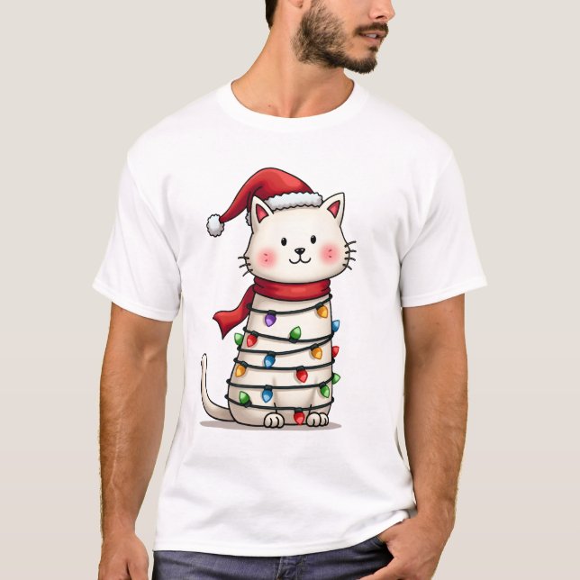 Julgran för katt jul (6) t shirt (Framsida)