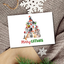 Julgran för katt julkort för kattälskare