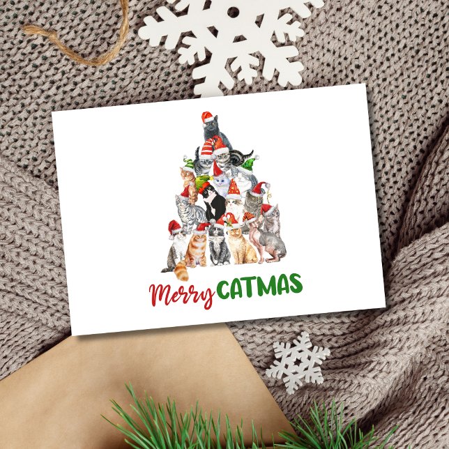 Julgran för katt julkort för kattälskare (Merry Catmus Cat lovers Christmas Holiday Card. Printed or Digital instant download)