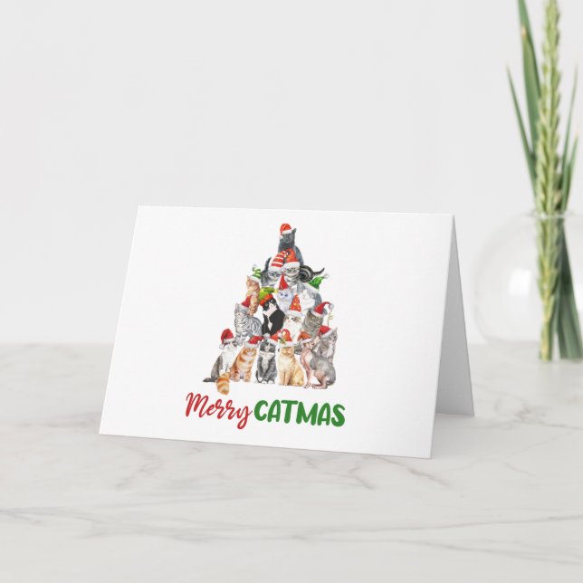 Julgran för kattälskare jul kort (Framsida)