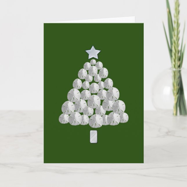Julgran för Sanddollar (grönt) Helgkort (Framsida)