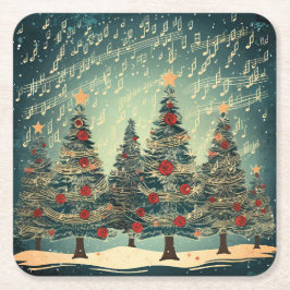 Julgran Forest Firande Underlägg Papper Kvadrat