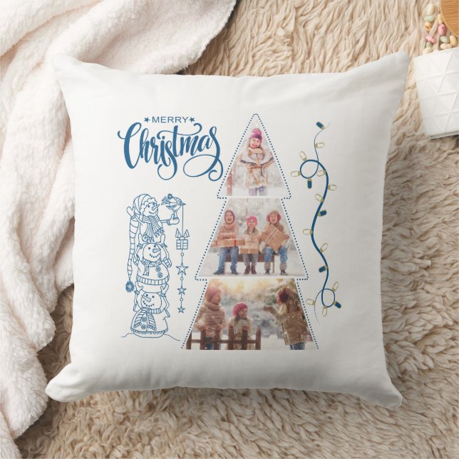 Julgran fotocollage Blue Stil Kudde (Filt)