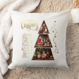 Julgran fotocollage Faux Gold Foil Stil Kudde