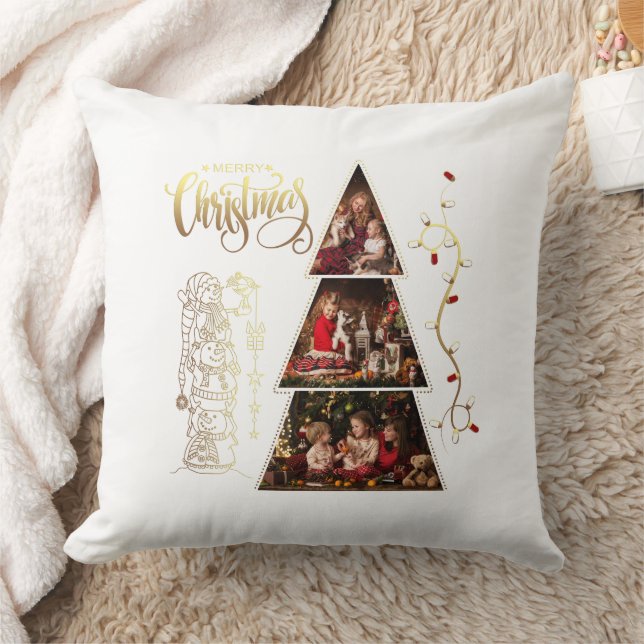 Julgran fotocollage Faux Gold Foil Stil Kudde (Filt)
