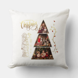 Julgran fotocollage Faux Gold Foil Stil Kudde
