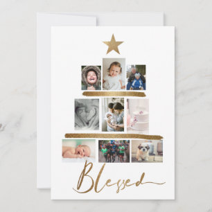 Julgran fotokollage för bläck Guld-skript, fotosam
