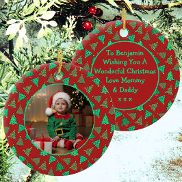 Julgran | Fotoröda och Grönt-barn Julgransprydnad Keramik