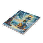 Julgran fyr Nautisk kustblått Kakelplatta<br><div class="desc">Julgran fyr Nautisk kustblått</div>