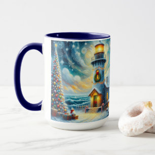 Julgran fyr Nautisk kustblått Mugg