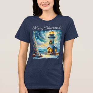 Julgran fyr Nautisk kustblått T Shirt