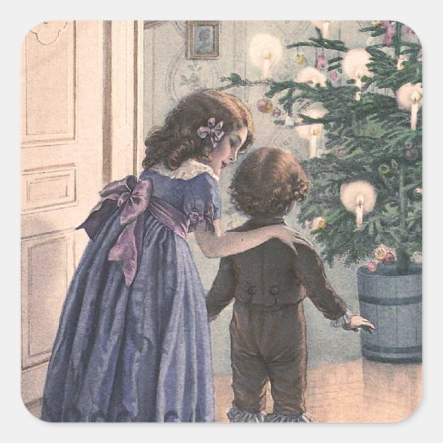 julgran fyrkantigt klistermärke (Framsida)