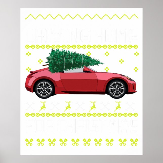 Julgran Gammal Veteranbil Xmas Ful Jultröja Poster (Framsidan)