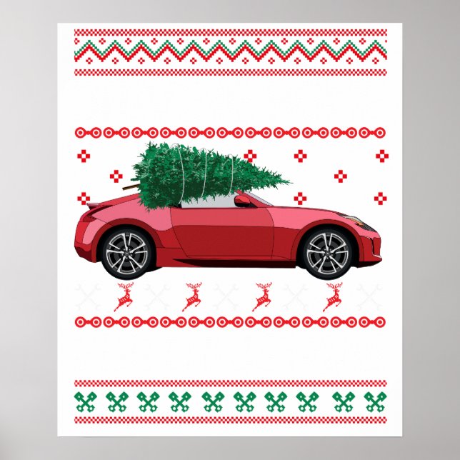 Julgran Gammal Veteranbil Xmas Ful Jultröja Poster (Framsidan)