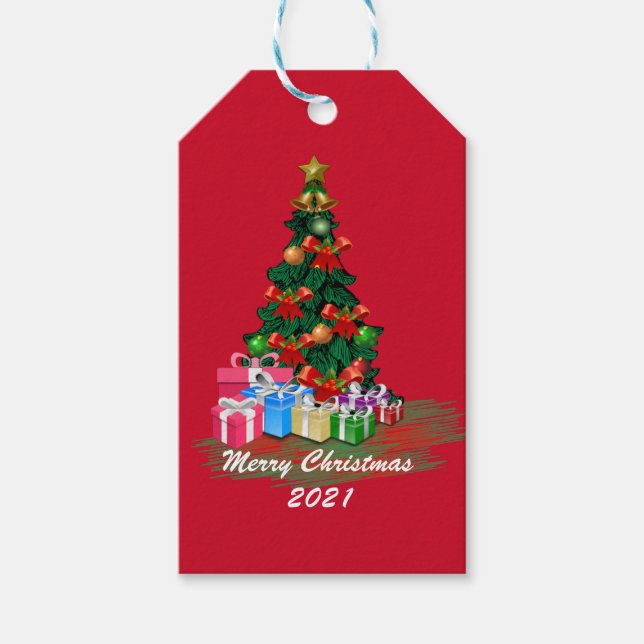 Julgran Gift Märkre Presentetikett (Framsidan)