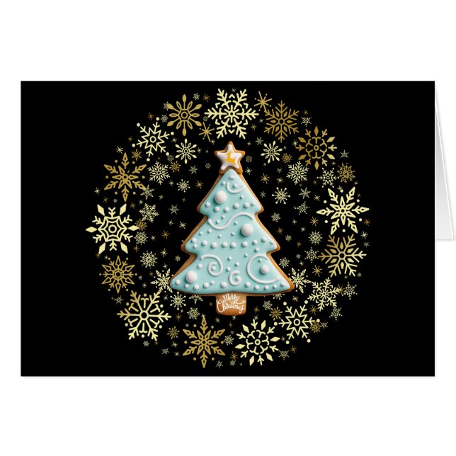 Julgran, Gingertea Cookie Hälsningskort (Framsidan Horizontal)